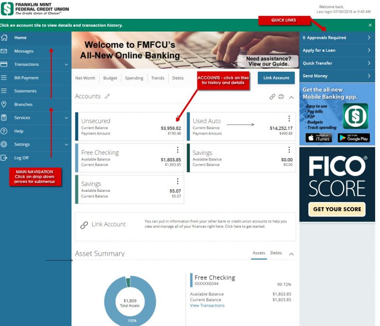 Online mobile banking instruction guide franklin mint federal credit 
