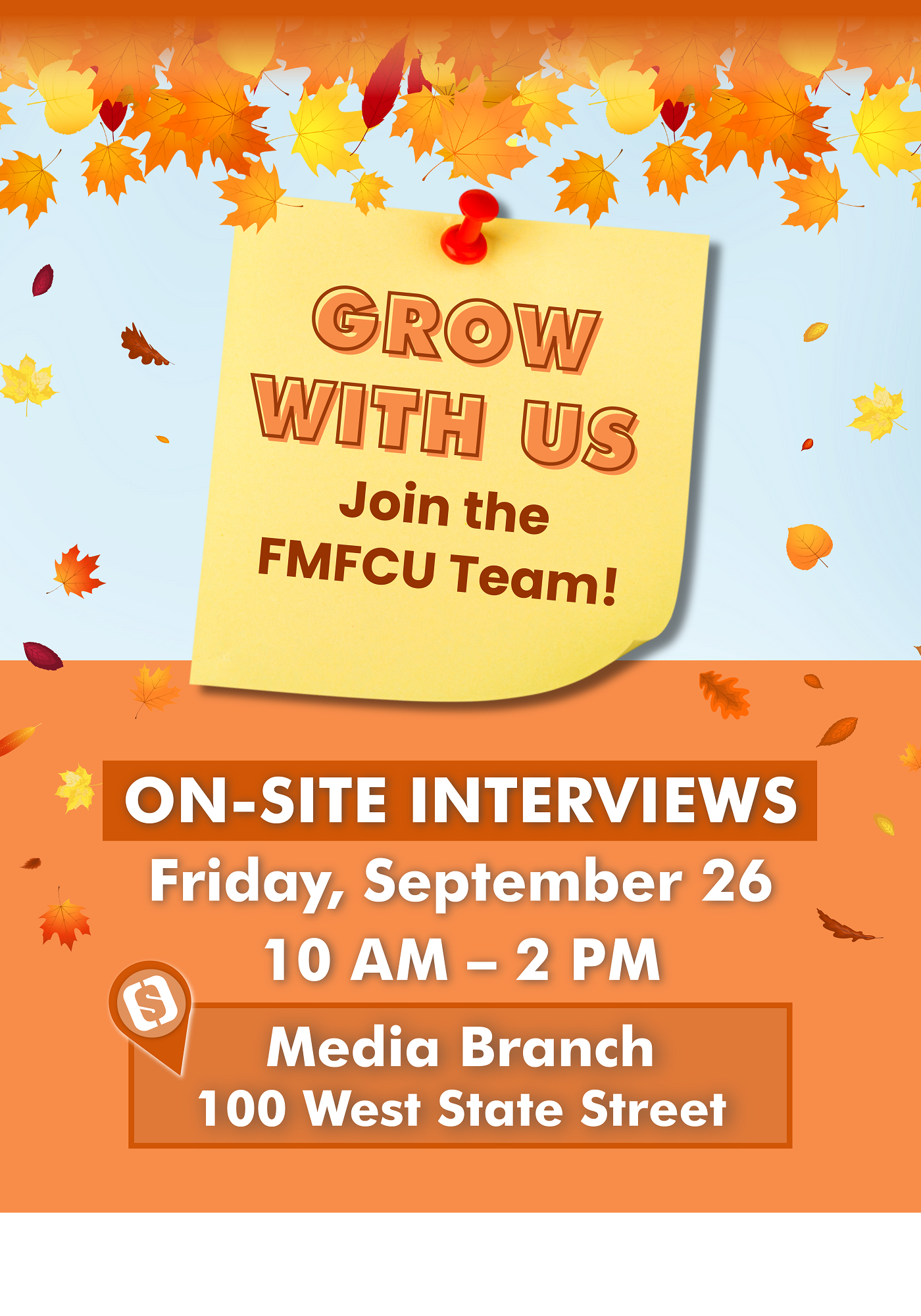 Grow Your Career - Join the FMFCU Team | On-Site Interviews @ Media Branch on 9/26 from 10 AM - 2 PM
