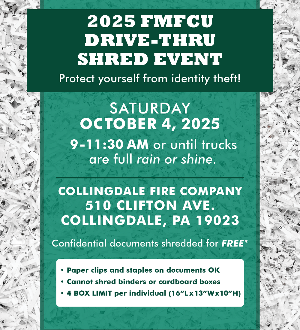 2025 FMFCU Shred Event | Sat, October 4, 2025 from 9-11:30 AM @ Collingdale Fire Co