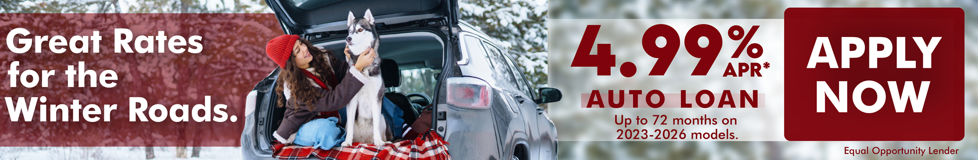 Great Rates for the Winter Roads 4.99% Auto Loans